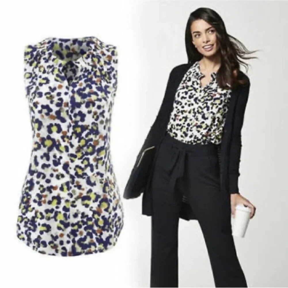CAbi #5222 Fierce Sleeveless Animal Print Blouse